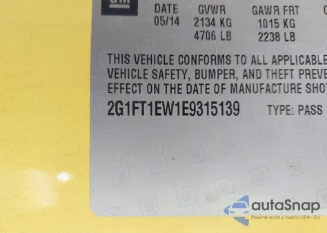 2014 Chevrolet Camaro 2Ss из США, поврежденный, VIN 2G1FT1EW1E9315139